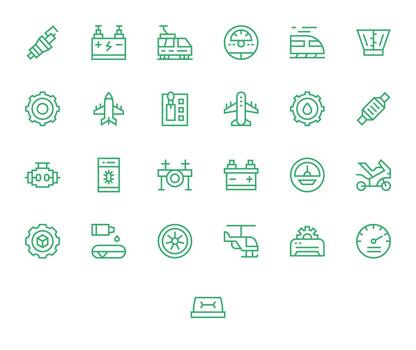 Engine Icon Repository containing 25 Regular Line 256x256 PIXEL Perfect graphics vector