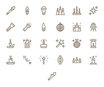 25 Glow Display Perfect Icons in High Resolution Regular Line Aesthetic vector