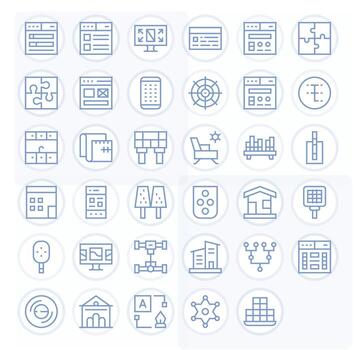 35 Icons for Layout optimized in Display Perfect 256x256 Regular Line resolution vector