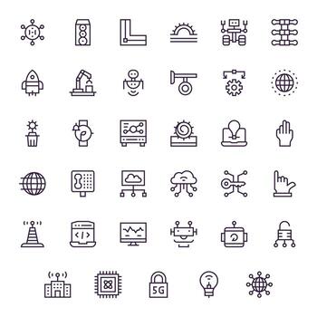 Technology Premium Bundle with 35 High Resolution Editable Regular Line Icons vector