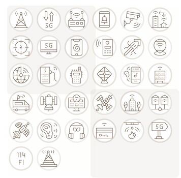 32 píxel optimizado Delgado línea íconos desde inalámbrico colección vector