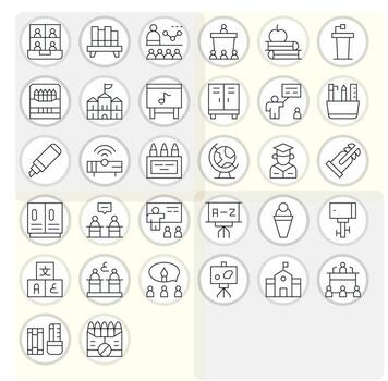 Classroom Icon Toolkit featuring 32 Detail Enhanced Retina Ready Thin Line elements vector
