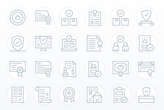 Validated Icon Library with 24 Thin Line 128x128 Pixel Optimized Designs vector