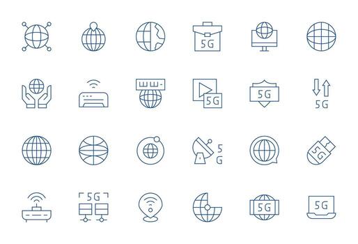 Internet Access Professional Set with 24 Thin Line Display Perfect 256x256 Icons vector