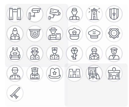 Guard Icon Collection with 25 High Resolution Regular Line Designs vector