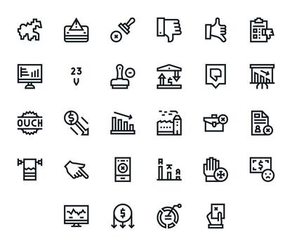 28 Decline Pixel Aligned Icons in High Resolution Bold Line Aesthetic vector