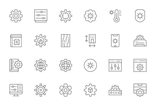 24 Thin Line PIXEL Perfect 128x128 Icons from Parameters Suite vector