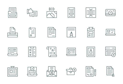 Submission Scalable Set featuring 24 Detail Enhanced Thin Line 128x128 Icons vector