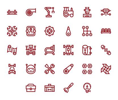 Mechanical featuring 28 High Resolution Icons in Bold Line Design vector