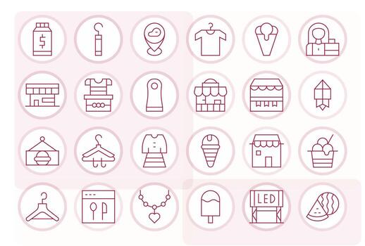 Shop Icon Set with 24 Thin Line High Resolution Editable Graphics vector