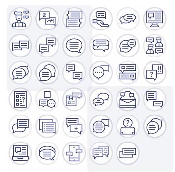 Support Ticket Professional Set with 35 Regular Line Pixel Optimized 64x64 Icons vector