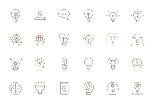 Thinking Icon Toolkit featuring 24 Pixel Aligned 64x64 Thin Line elements vector
