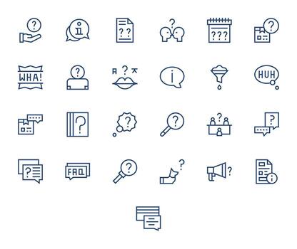 aclaración diseño íconos presentando 25 píxel Perfecto regular línea estilo vector