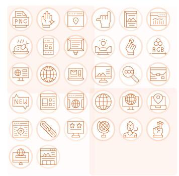 32 PIXEL Perfect Thin Line Icons designed for Website Interface vector