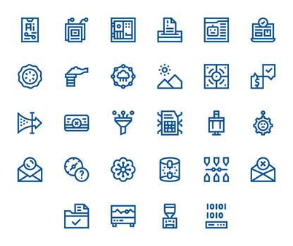 28 Icons for Processing featuring 128x128 Editable Bold Line Graphics vector