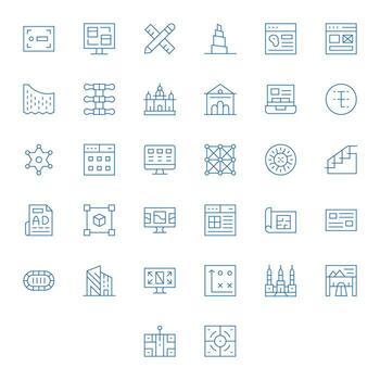 32 alto resolución píxel alineado íconos para diseño en Delgado línea tema vector