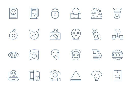 24 Retina Ready Thin Line Icons for Data Loss with Pixel Optimized precision vector