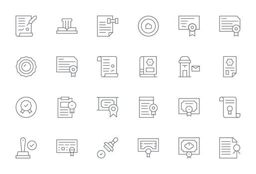 24 píxel optimizado Delgado línea íconos diseñado para sello interfaz vector