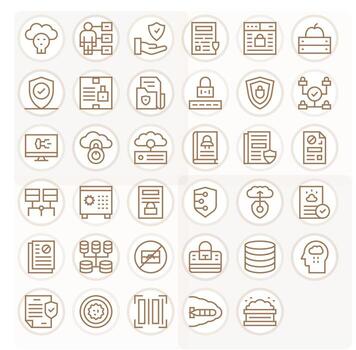 Data Security Icon Arsenal with 35 64x64 Regular Line Pixel Optimized designs vector