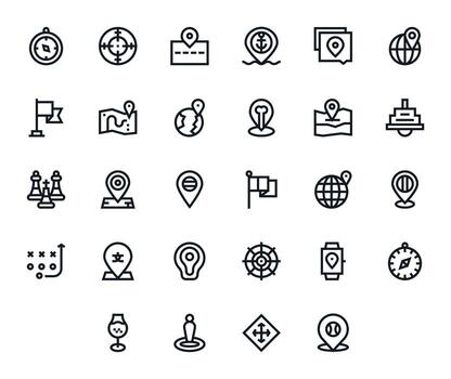 28 negrita línea íconos diseñado para posición en 128x128 monitor Perfecto formato vector