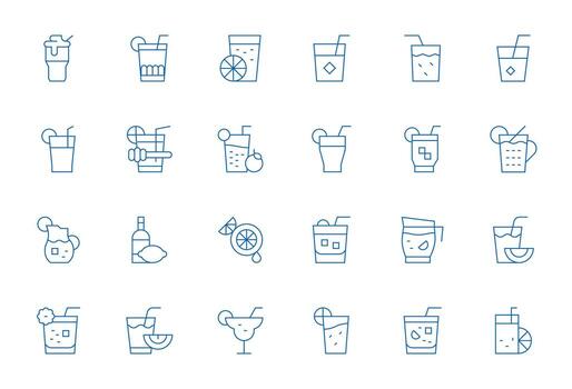 24 Thin Line Icons designed for Lemonade in 64x64 PIXEL Perfect format vector