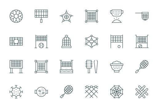 24 Thin Line Pixel Optimized Designs for Mesh High Resolution Icons vector