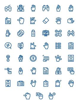 45 Bold Line Grid Fitted Icons for Action Graphics vector