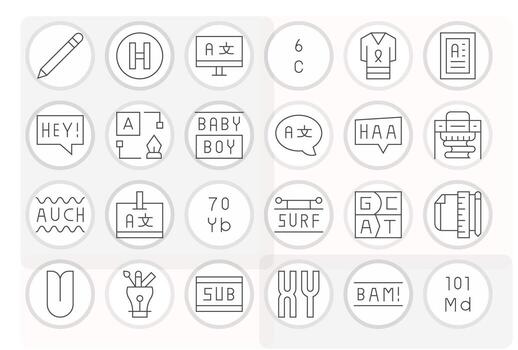 Typography Ultimate Package with 24 Retina Ready Thin Line Editable Icons vector