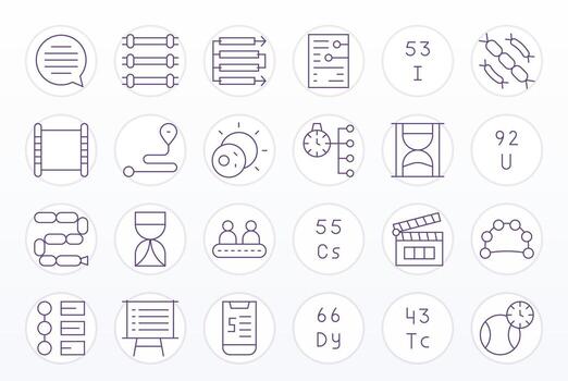 Thin Line Style Sequence Icons with 24 128x128 Editable Designs vector