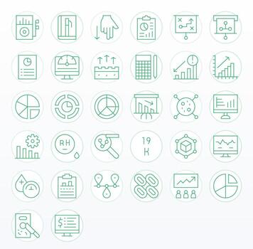 grafico completar paquete con 32 128x128 Delgado línea píxel Perfecto íconos vector