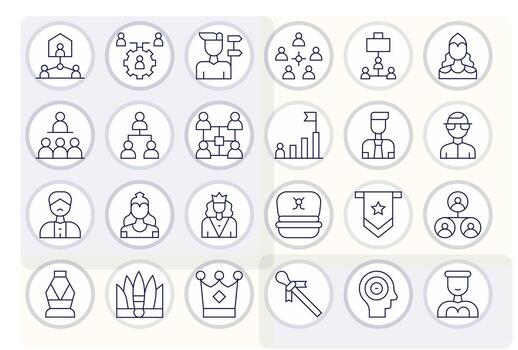 24 Delgado línea píxel optimizado íconos para liderazgo gráficos vector
