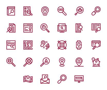 28 íconos para encontrar optimizado en editable 256x256 negrita línea resolución vector