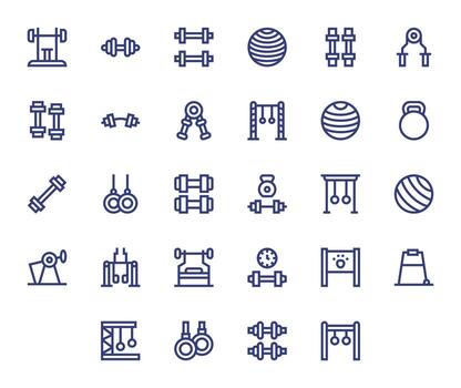 Strength Training Icon Set with 28 Bold Line 256x256 Display Perfect Graphics vector