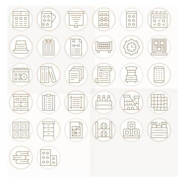 Thin Line Display Perfect Icons from Organized Set with 32 256x256 Icons vector