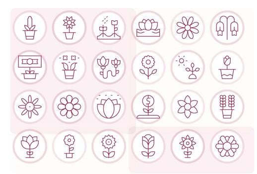 Bloom Icon Repository containing 24 Thin Line High Resolution Pixel Optimized graphics vector