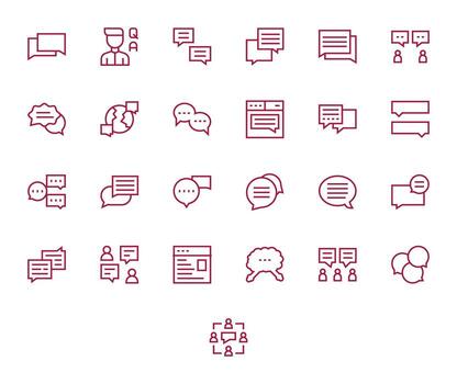 25 Regular Line Icons designed for Discussion Board in 128x128 Grid Fitted format vector