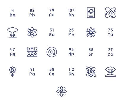 25 64x64 Regular Line Icons optimized for Atomic Pixel Optimized display vector
