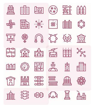 42 128x128 Regular Line Icons optimized for Structure Pixel Optimized display vector