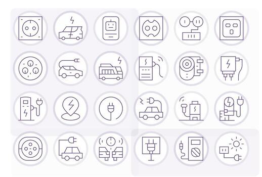 24 Icons for Charging Station optimized in PIXEL Perfect Retina Ready Thin Line resolution vector