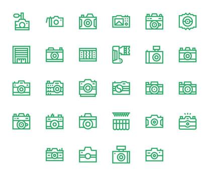 28 Display Perfect High Resolution Icons for Shutter in elegant Bold Line design vector