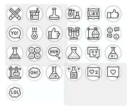 25 Icons for Reaction optimized in PIXEL Perfect 256x256 Regular Line resolution vector