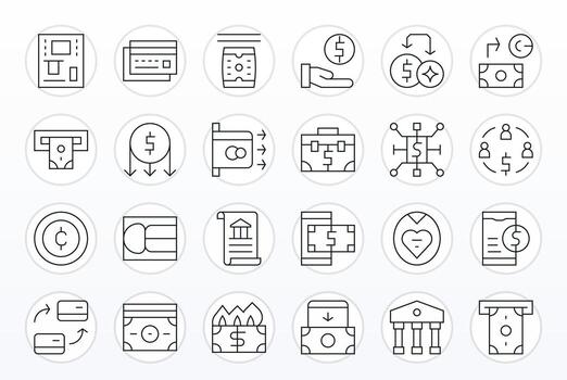 24 monitor Perfecto íconos temática alrededor retirada en alto resolución Delgado línea formato vector