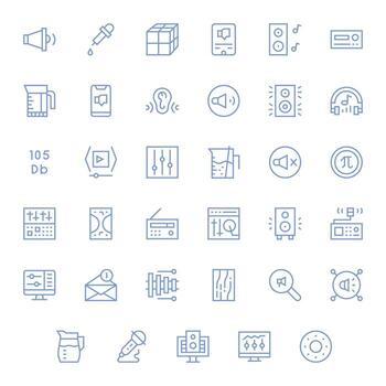 volumen profesional conjunto con 35 regular línea monitor Perfecto 256x256 íconos vector