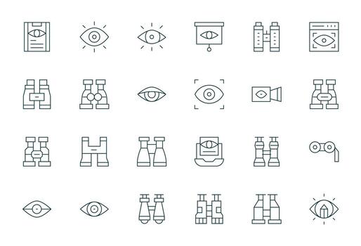 Observe Icon Library with 24 Thin Line Retina Ready Display Perfect Designs vector