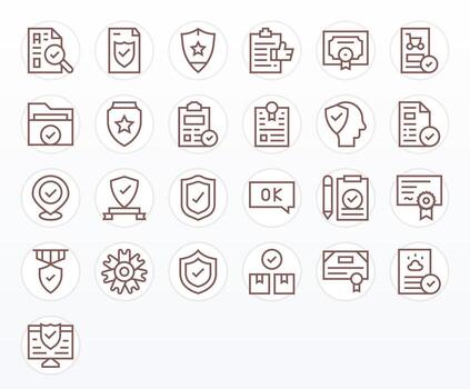 25 Grid Fitted Regular Line Icons from Validated Collection vector