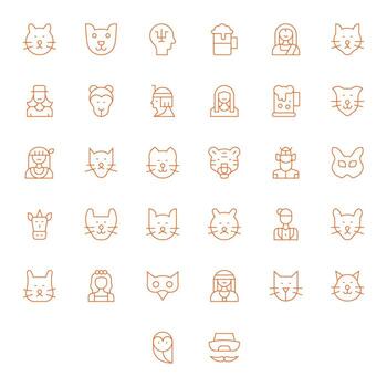 32 íconos para cabeza optimizado en píxel Perfecto retina Listo Delgado línea resolución vector