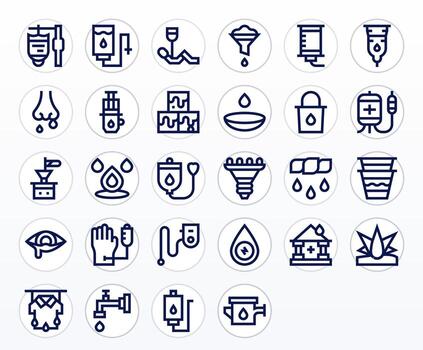 Drip Scalable Set featuring 28 Pixel Optimized Bold Line 128x128 Icons vector