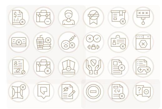 24 High Resolution Icons for Denied in PIXEL Perfect Thin Line Format vector