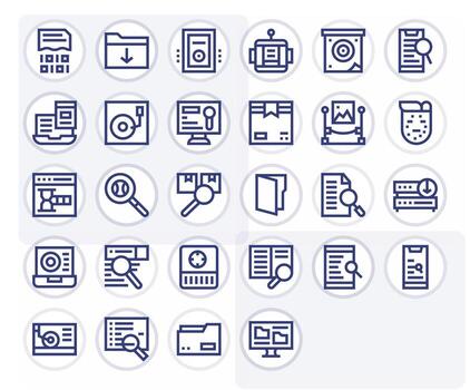 28 Pixel Optimized Icons themed around Retrieve in Retina Ready Bold Line format vector