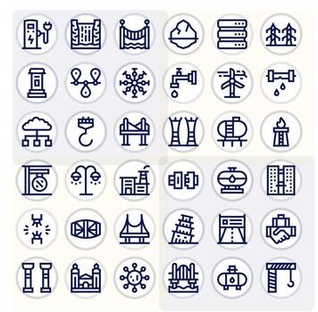 Infrastructure Ultimate Package with 36 128x128 Bold Line Pixel Optimized Icons vector